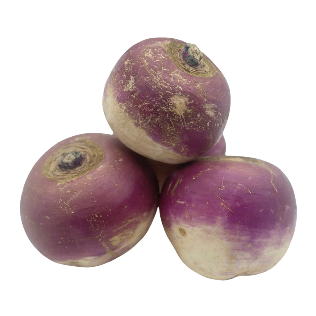 Three purple and white turnips
