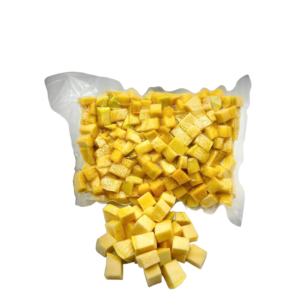 Vacuum packed diced swede chunks