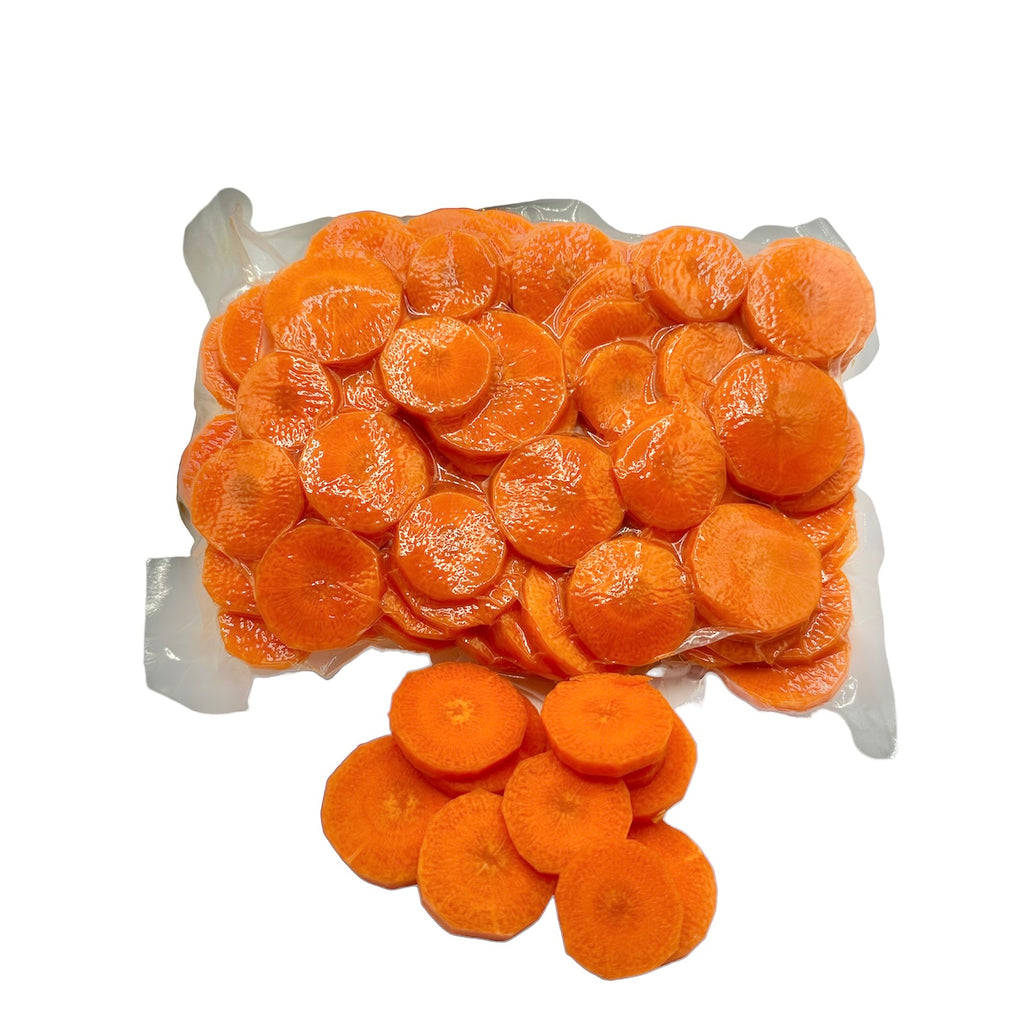 Sliced carrots in vacuum pack